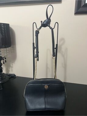 Anne Klein Black Crossbody Bag with Gold Chain Strap